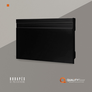 Rodapé de Poliestireno Frizzato Preto 10cm e 15cm